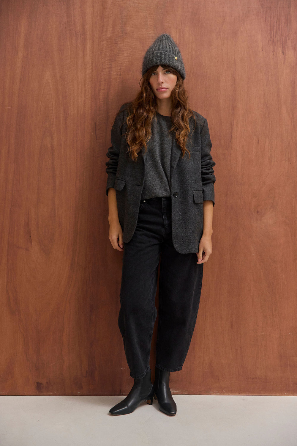 Bonnet Alban gris chiné foncé