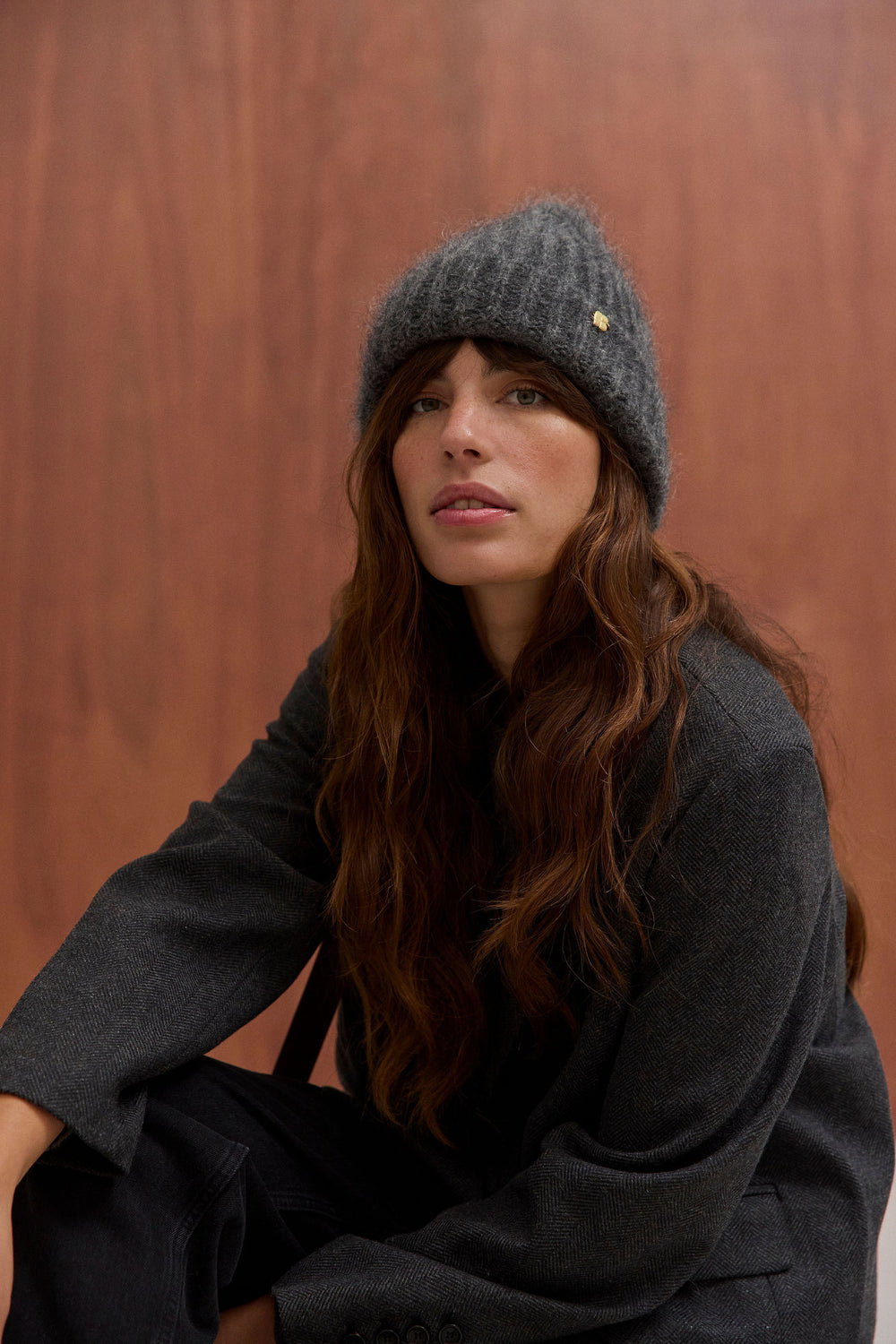 Bonnet Alban gris chiné foncé