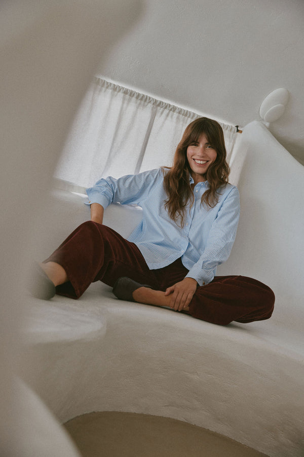 Chemise Maria rayures bleu ciel