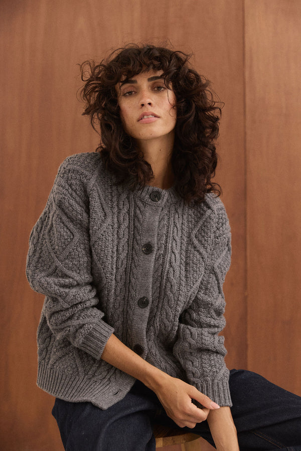 Cardigan Edgar gris chiné foncé