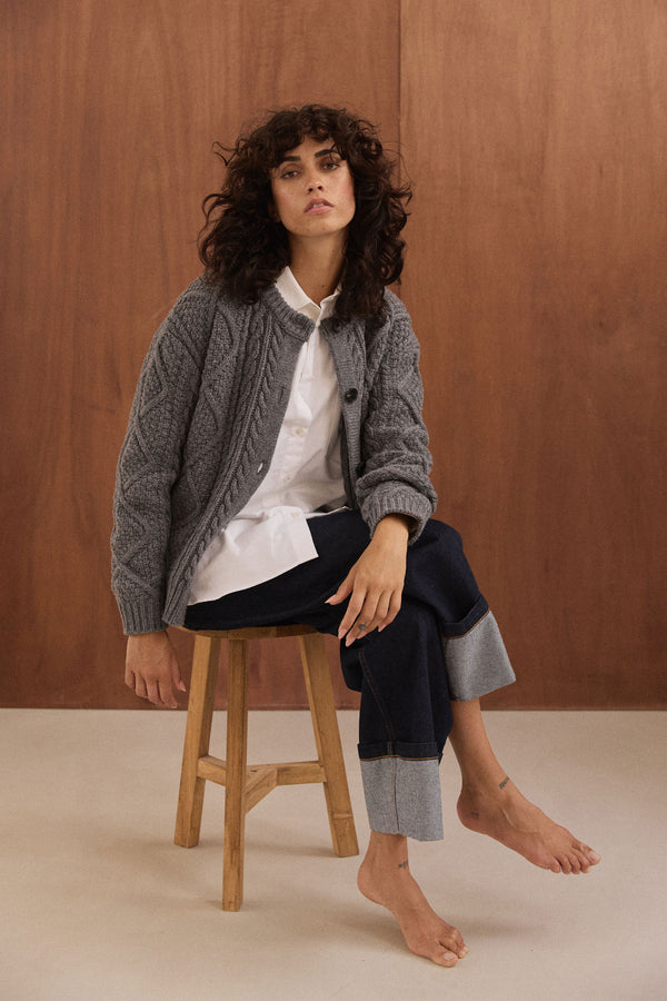 Cardigan Edgar gris chiné foncé