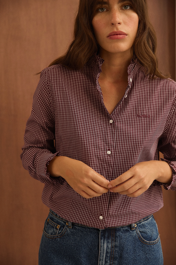 Chemise Jasmine carreaux bordeaux