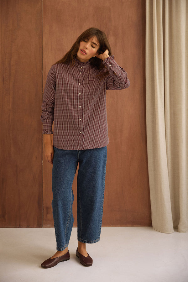Chemise Jasmine carreaux bordeaux