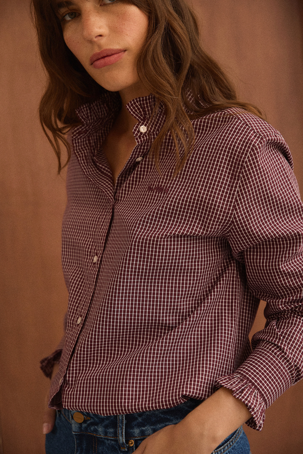 Chemise Jasmine carreaux bordeaux
