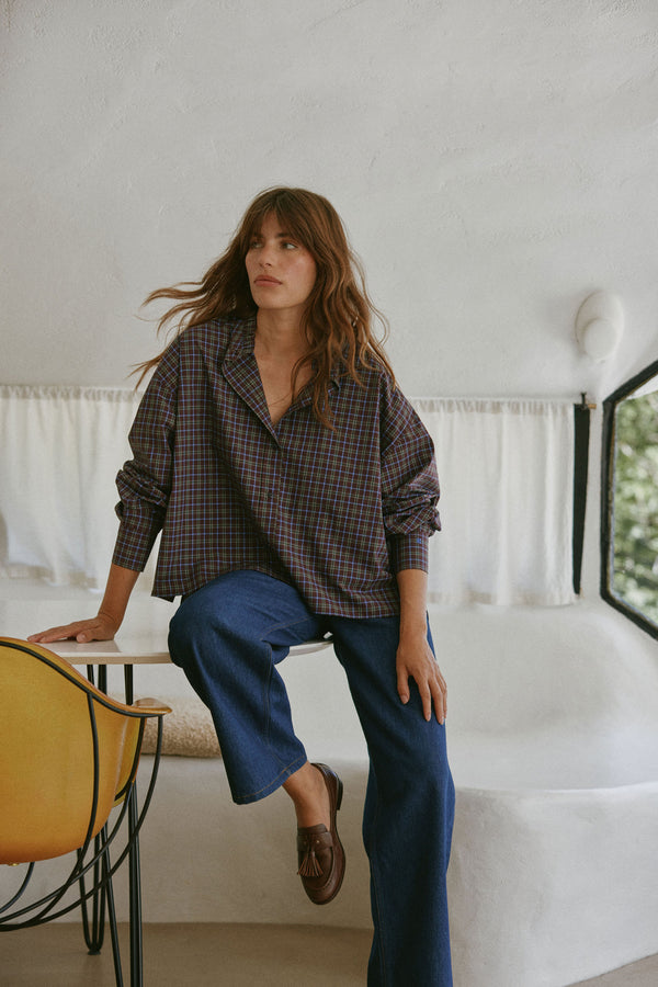 Chemise Jenny Boy carreaux bordeaux