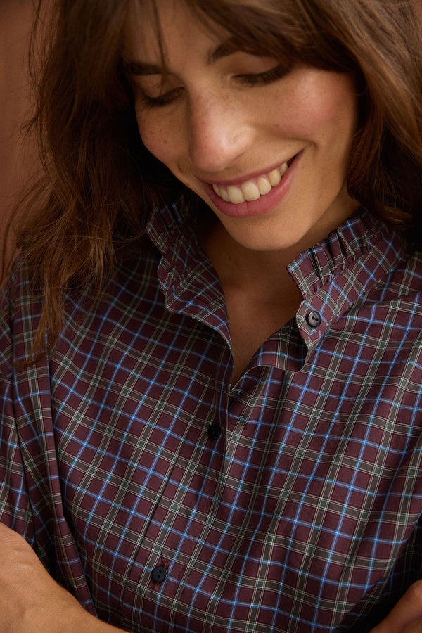 Chemise Jenny Boy carreaux bordeaux