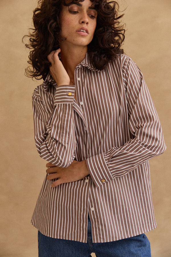Chemise Maria rayures chocolat