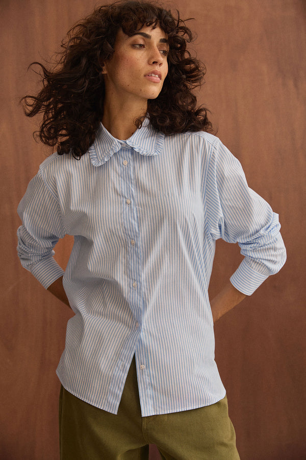 Chemise Maria rayures bleu ciel