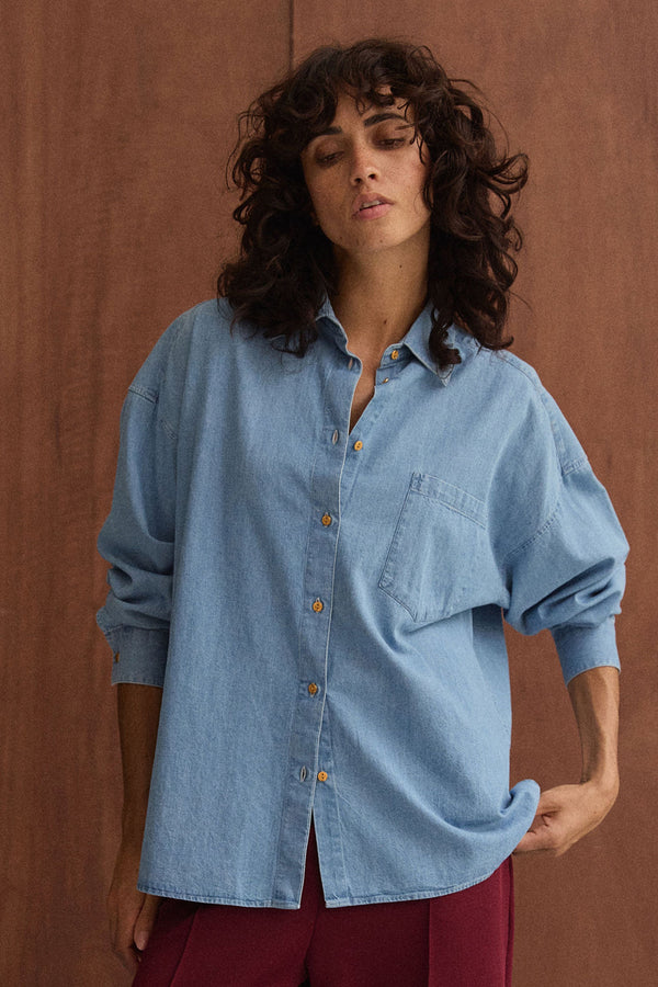 Chemise oversize Sun medium blue