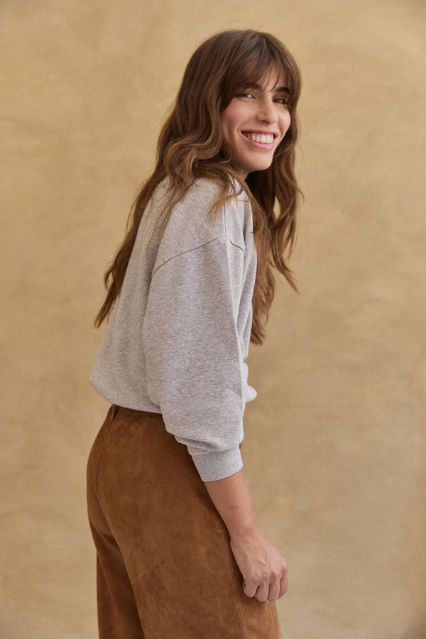 Sweat Diana gris chiné logo embossé