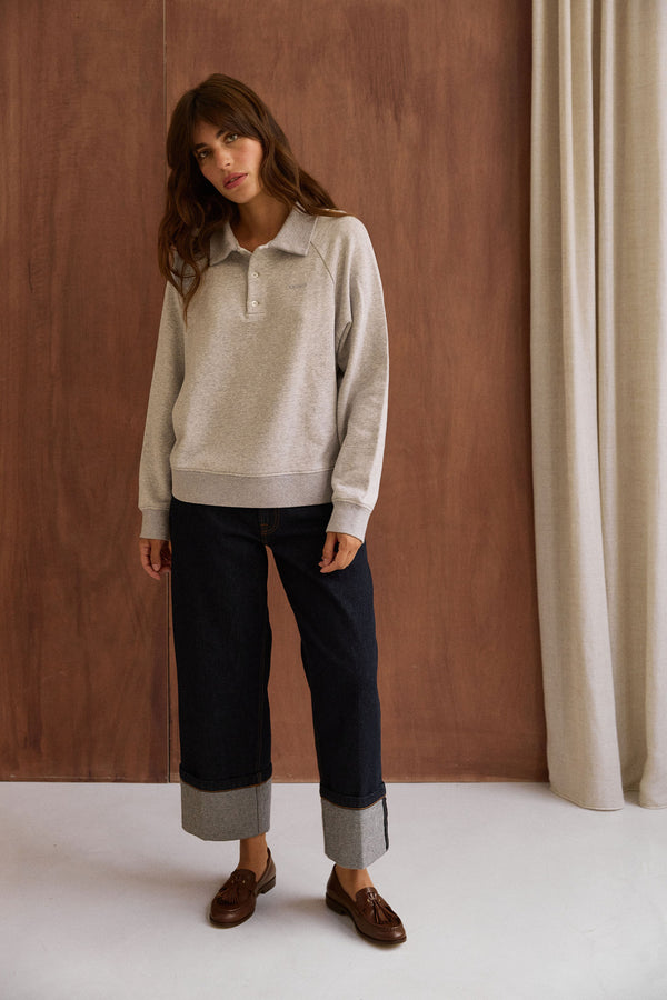 Sweat polo Joseph gris chiné