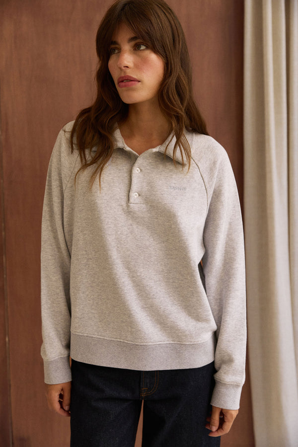 Sweat polo Joseph gris chiné