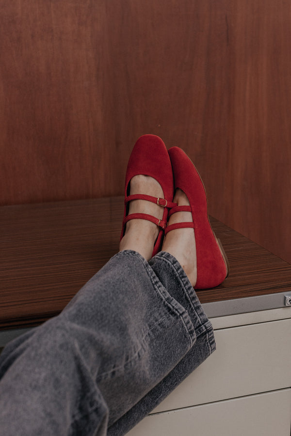 Jay red ballet flats
