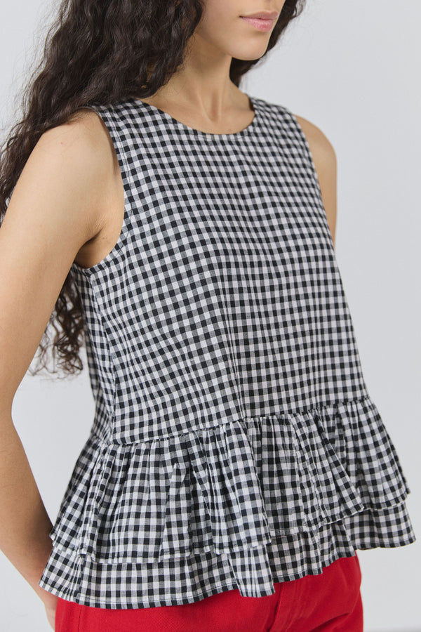 Blouse Capucine vichy noir