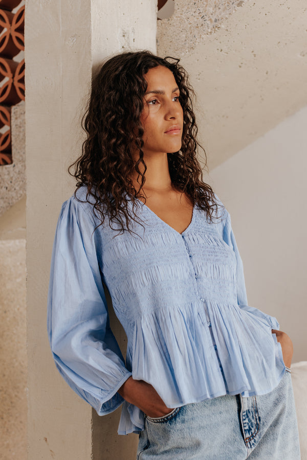 Blouse Castille bleu ciel