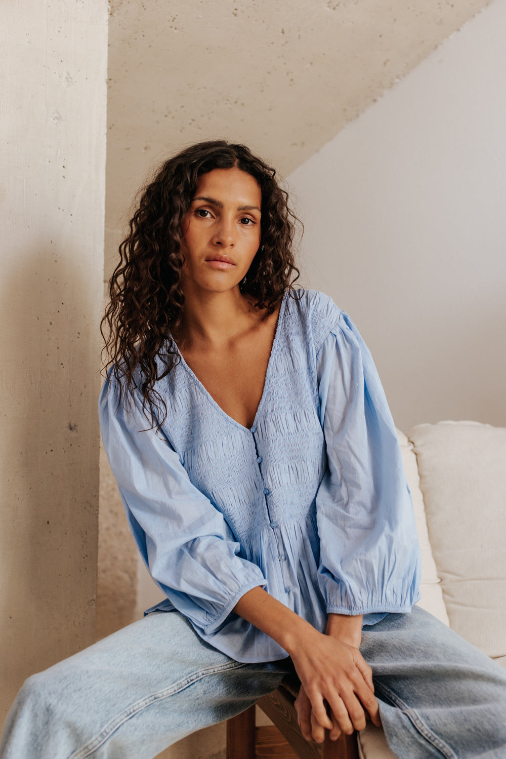 Blouse Castille bleu ciel