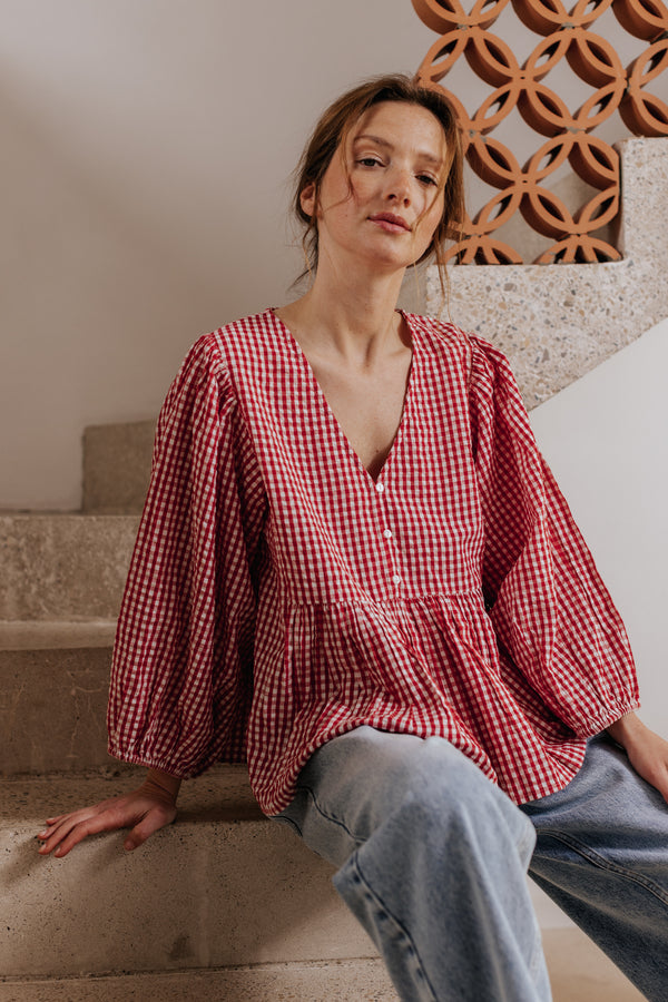 Eglantine red gingham blouse