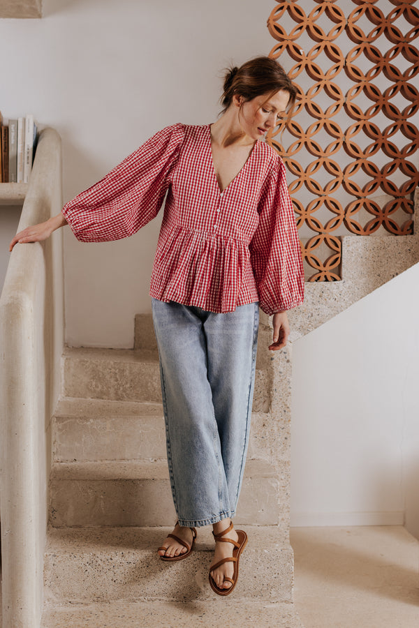 Eglantine red gingham blouse