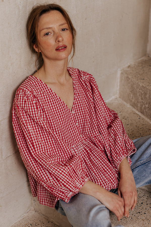 Eglantine red gingham blouse