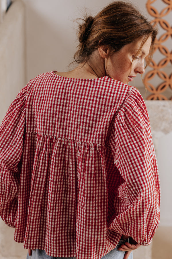 Eglantine red Gingham blouse
