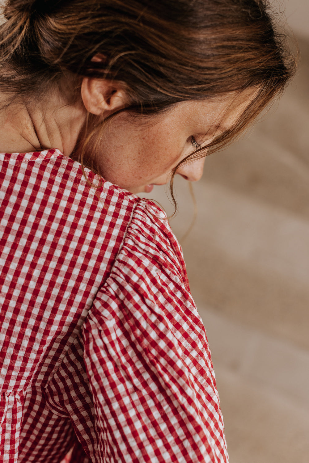 Blouse Eglantine vichy rouge