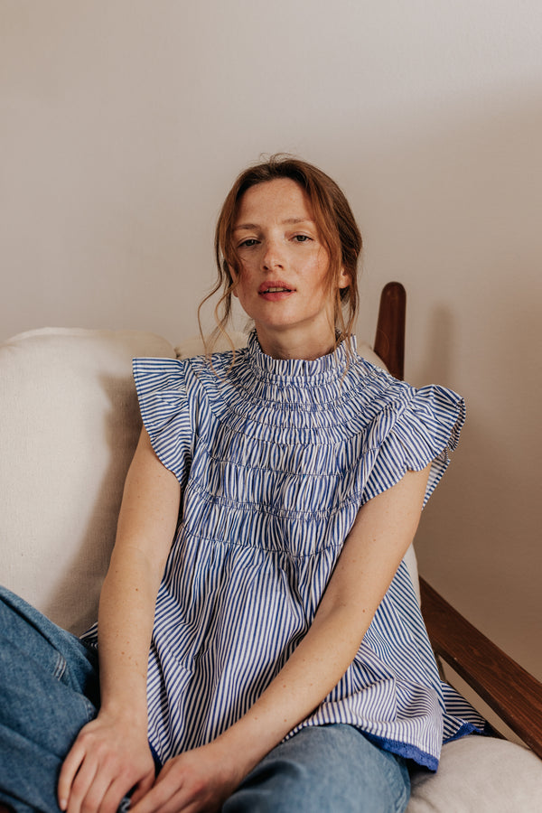 Rose blouse blue stripes
