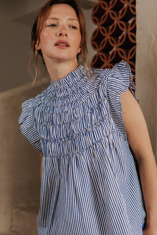 Rose blue striped blouse