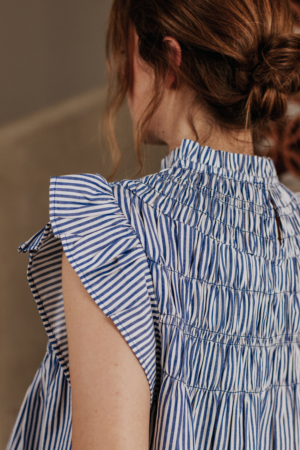 Blouse Rose rayures bleues