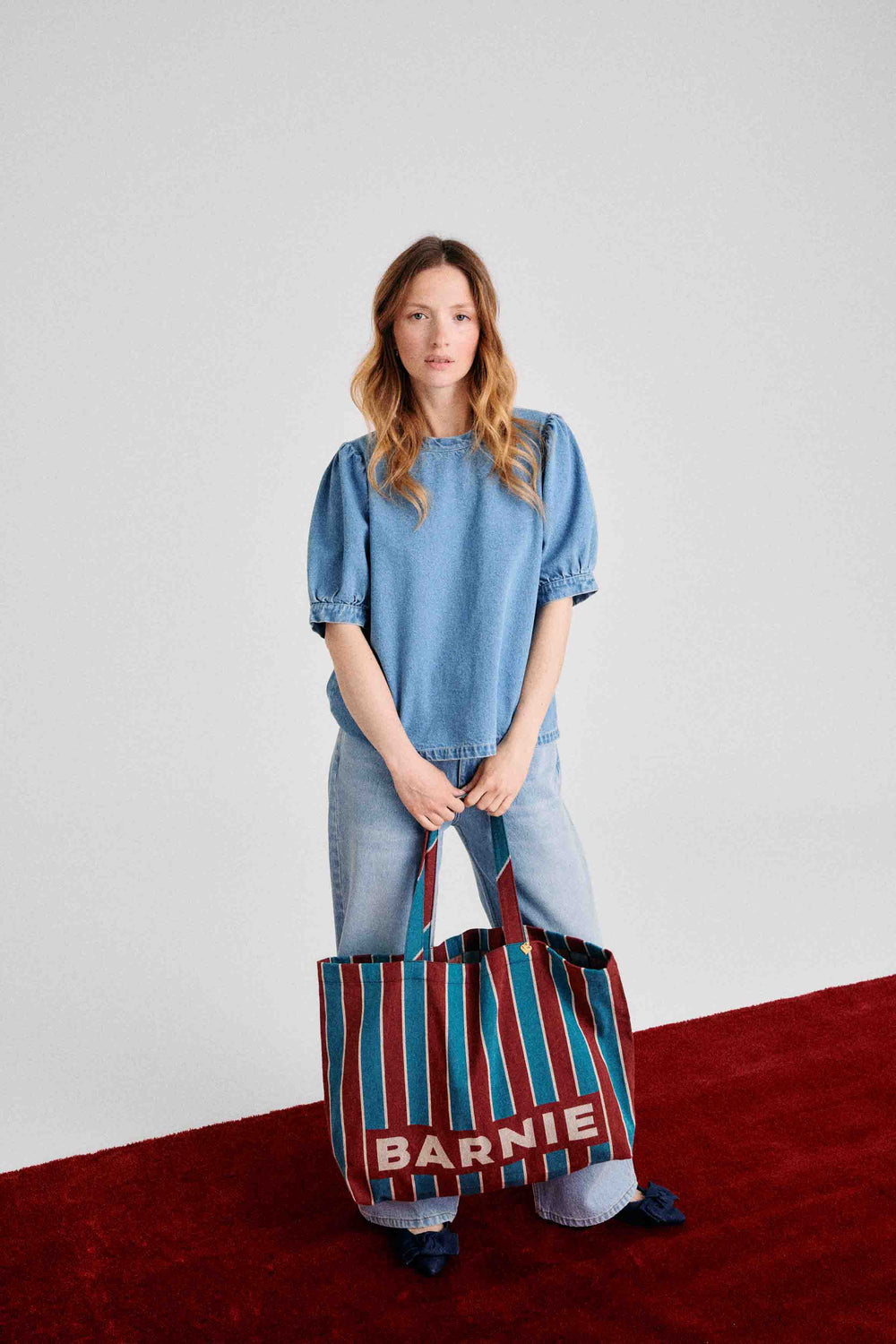 Sac cabas Suzane rayures bordeaux et turquoises 4