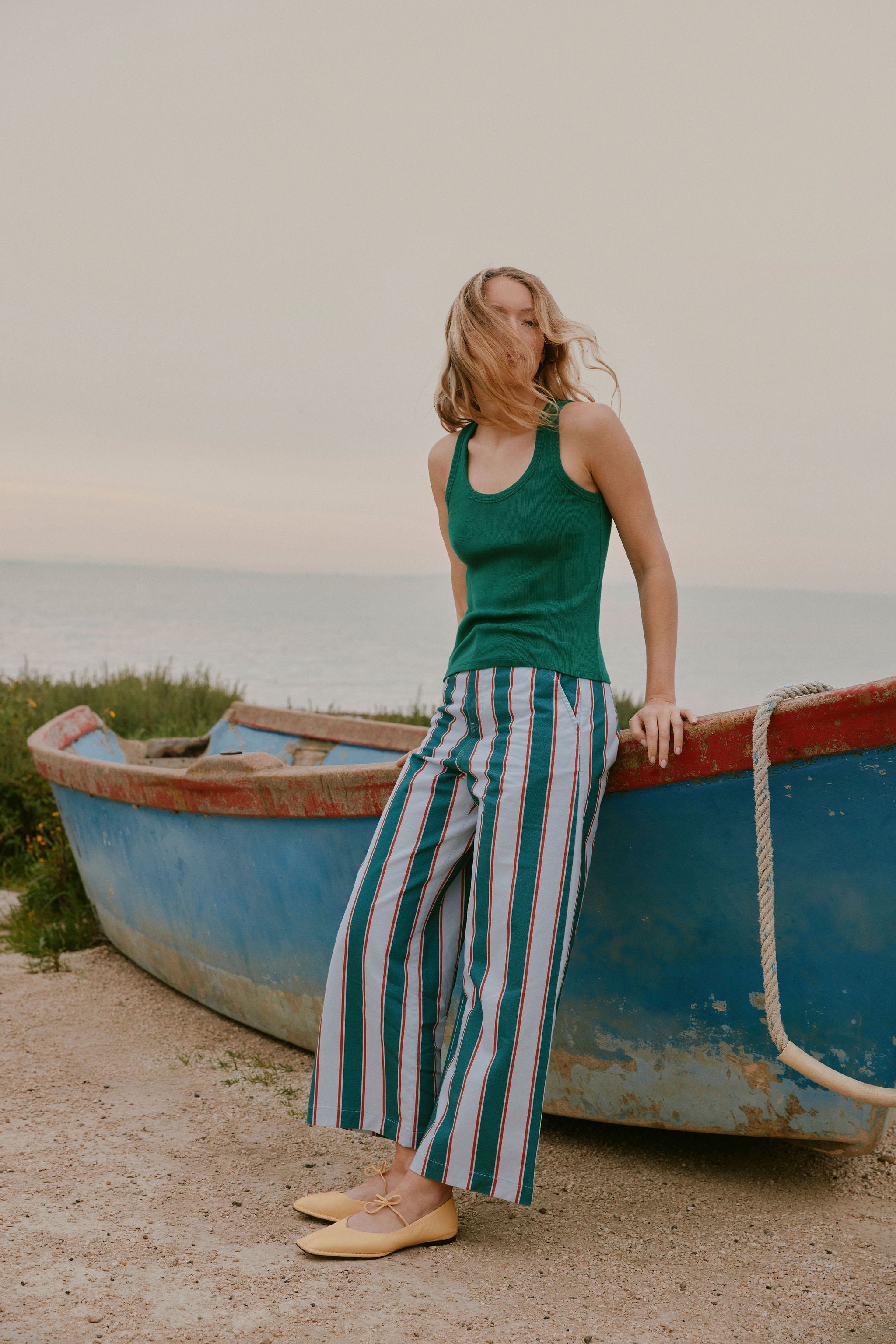 Pantalon Tommy rayures vertes 1