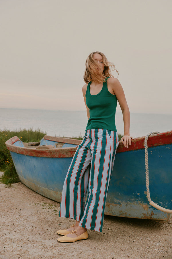 Pantalon Tommy rayures vertes 1