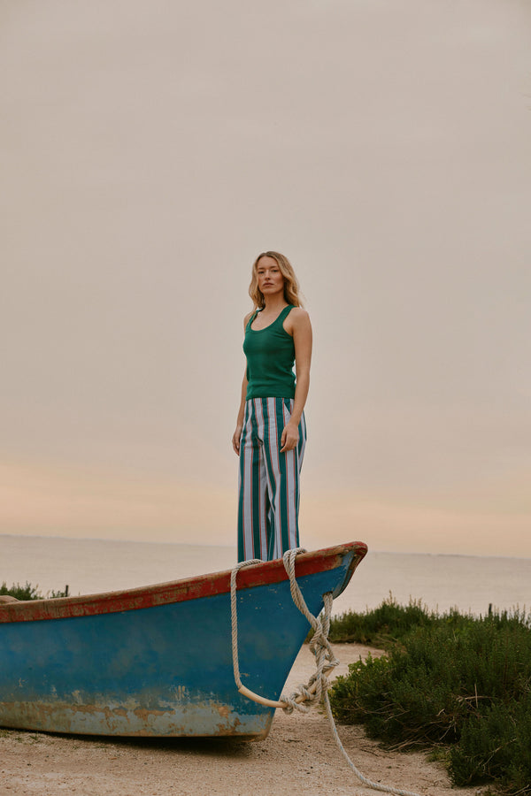 Pantalon Tommy rayures vertes 3