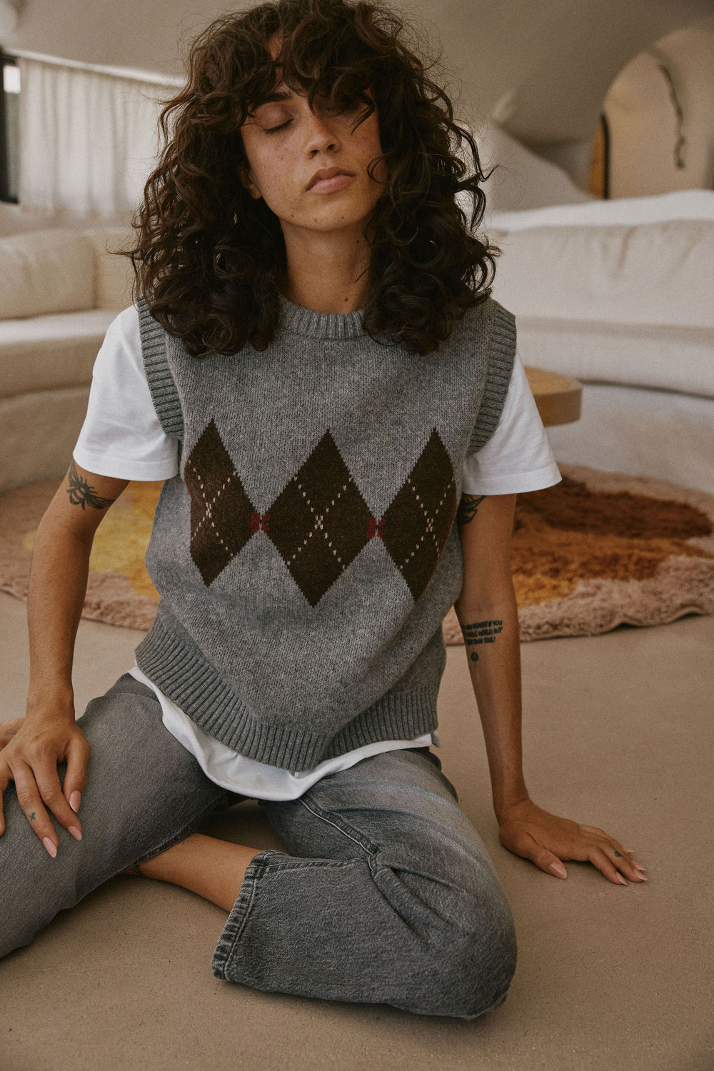 Pull sans manches Anne gris