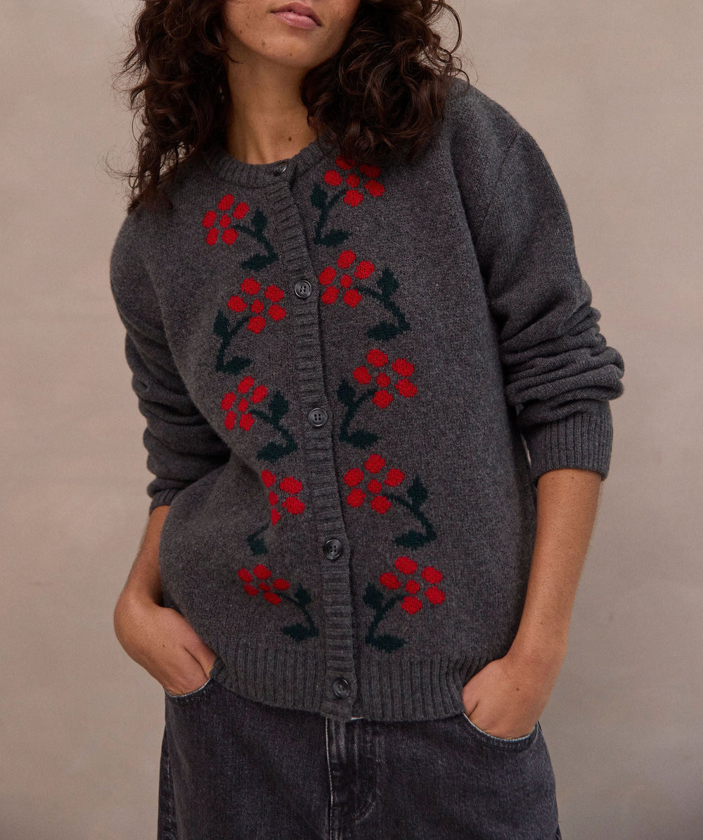 Cardigan Emile gris chiné foncé