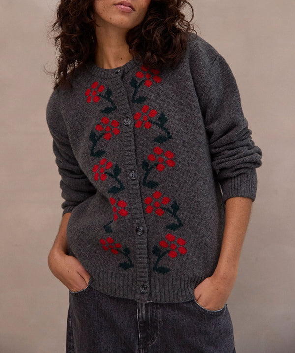 Cardigan Emile gris chiné foncé