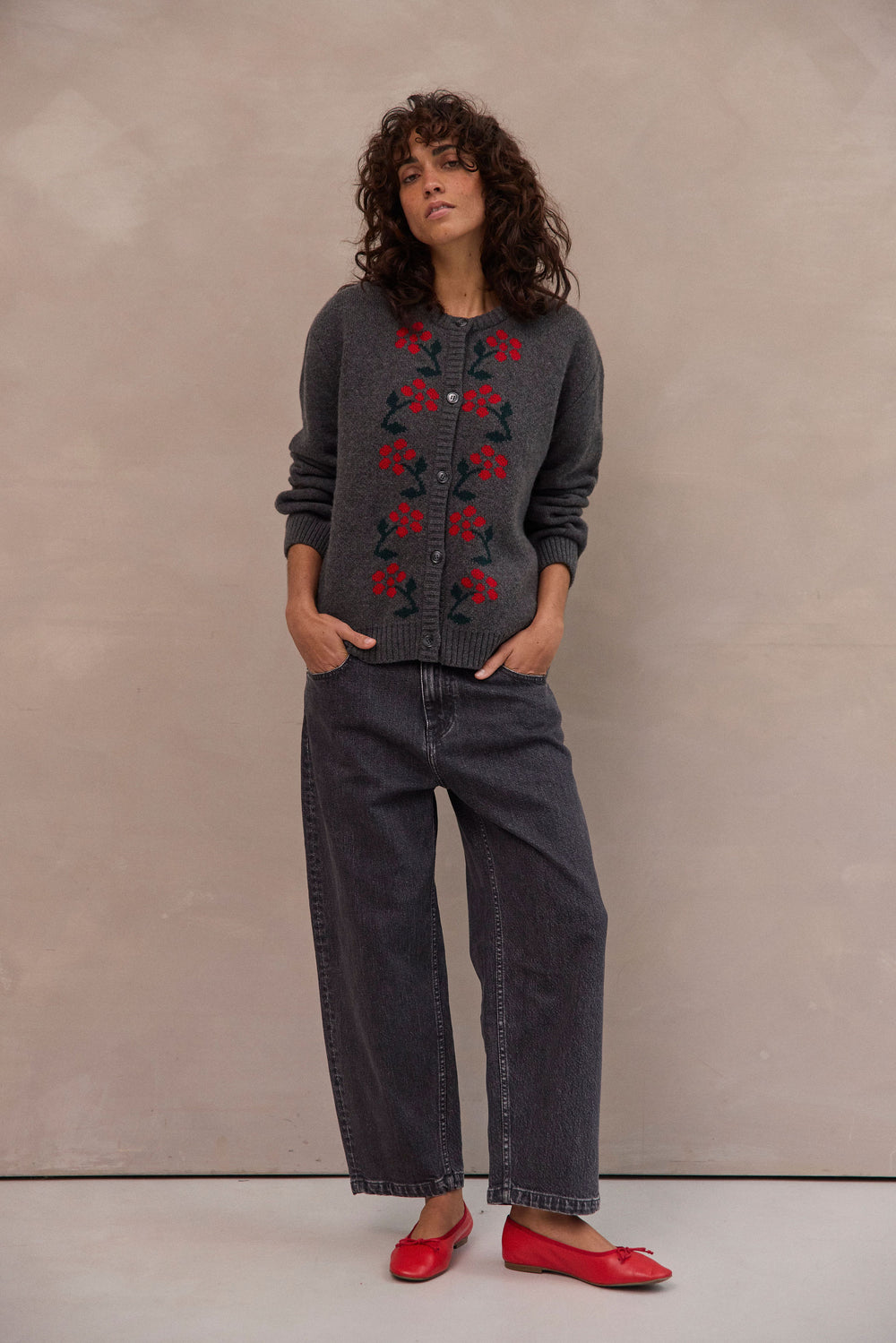 Cardigan Emile gris chiné foncé