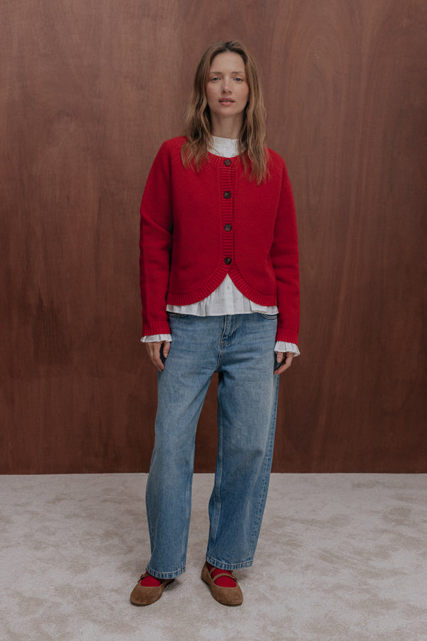Léane red cardigan
