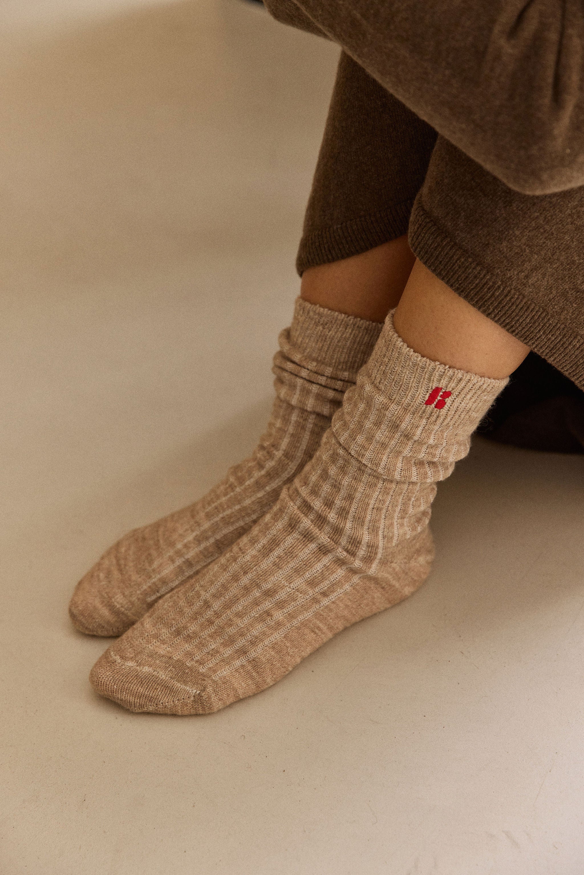 Chaussettes Agathe beige chiné