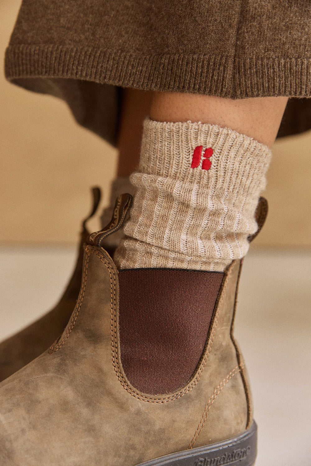 Chaussettes Agathe beige chiné