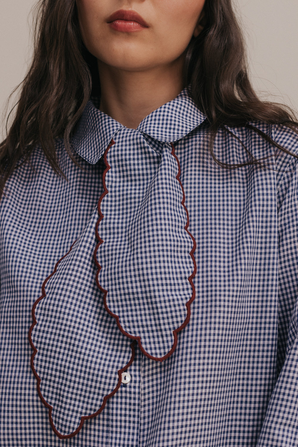Adélie blue gingham shirt