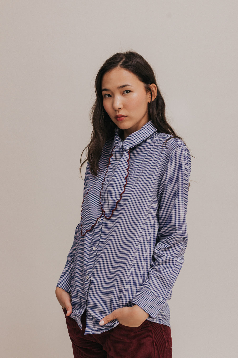 Adélie blue gingham shirt