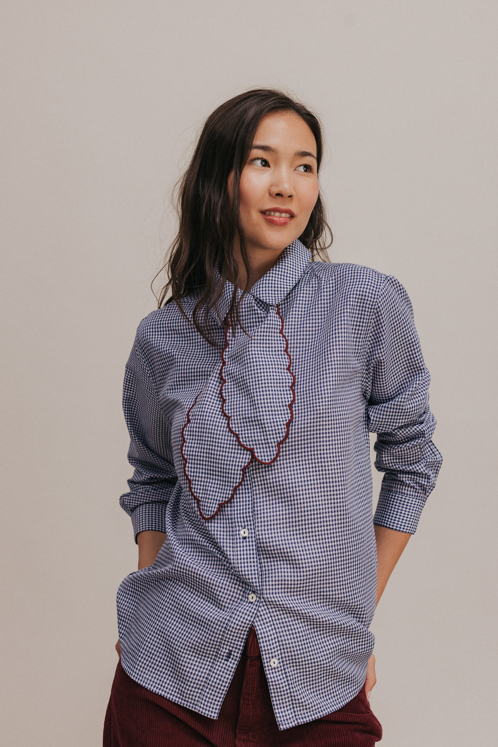 Adélie blue gingham shirt