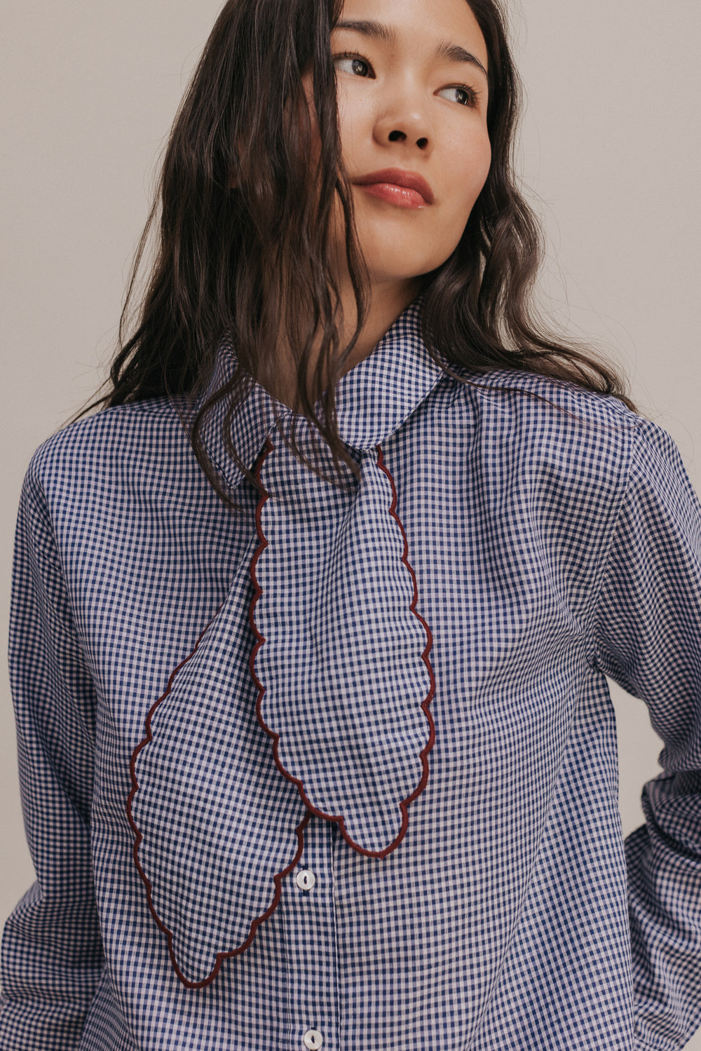 Adélie blue gingham shirt