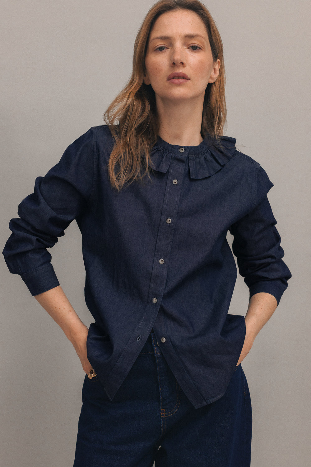 Amelia raw denim shirt