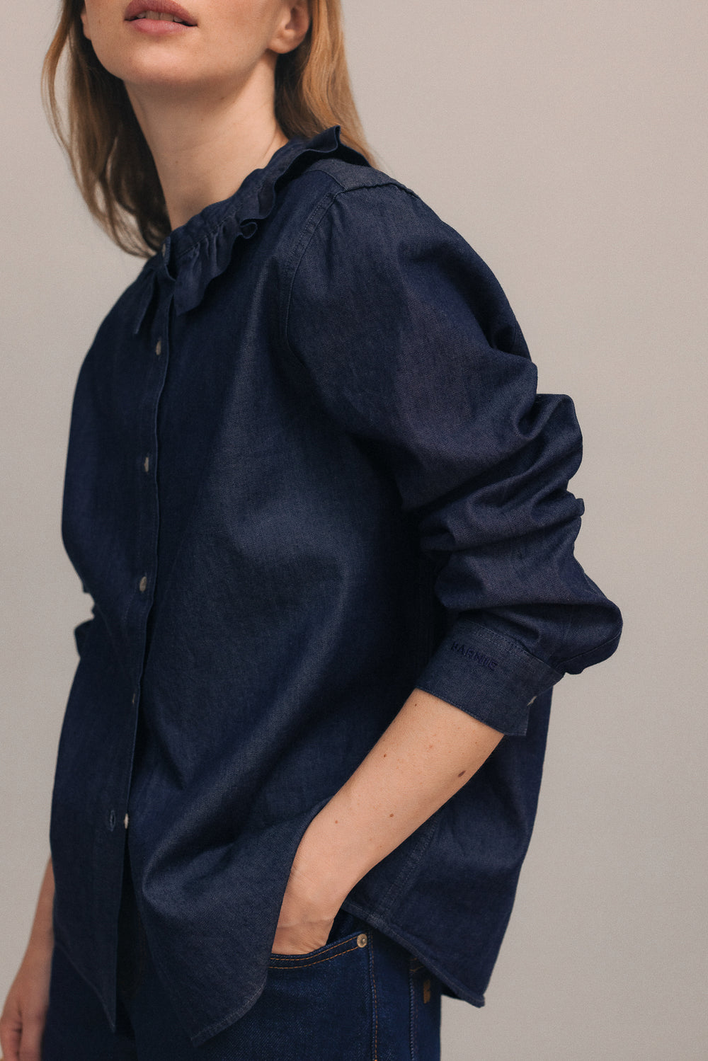 Amelia raw denim shirt
