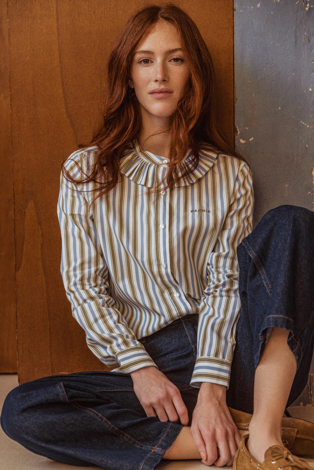 Chemise Amelia rayures kaki