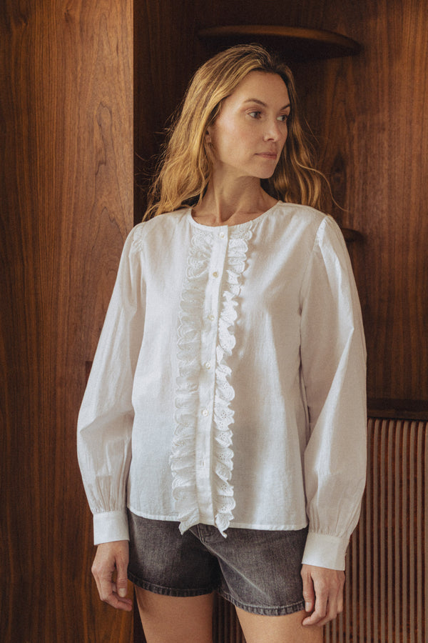 CHEMISIER GAZE DE COTON LOVA BLANC COEUR OR - Dressing de nana CHEMISIER GAZE DE COTON LOVA BLANC COEUR OR - Dressing de nana