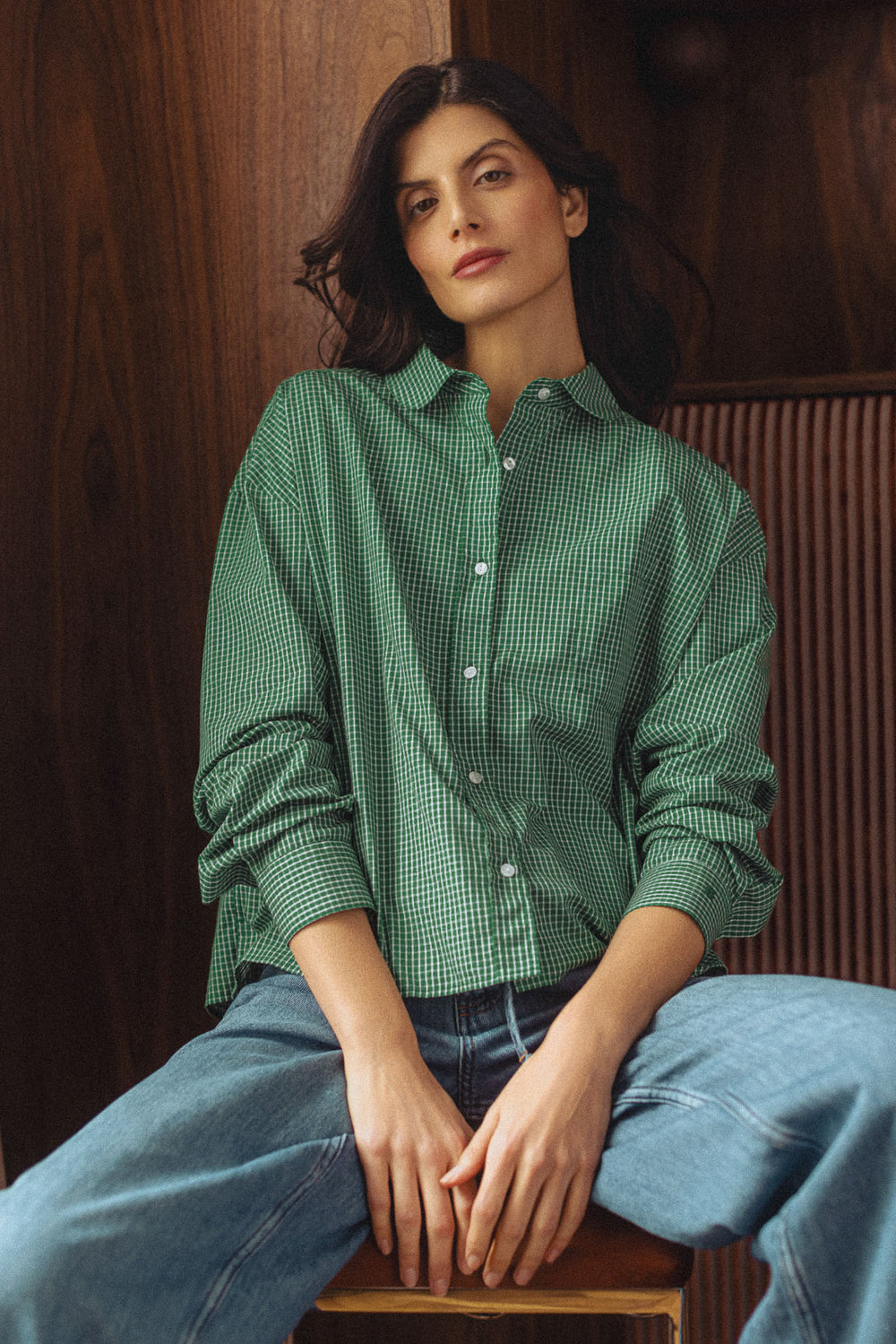 Isla green checked shirt