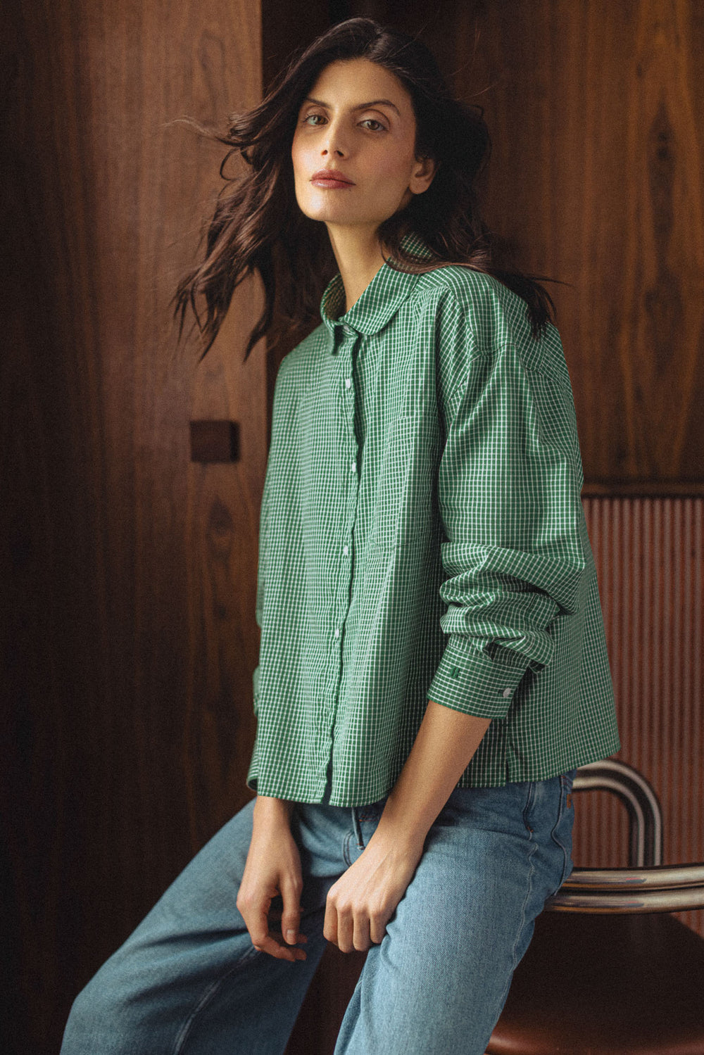 Isla shirt green checks