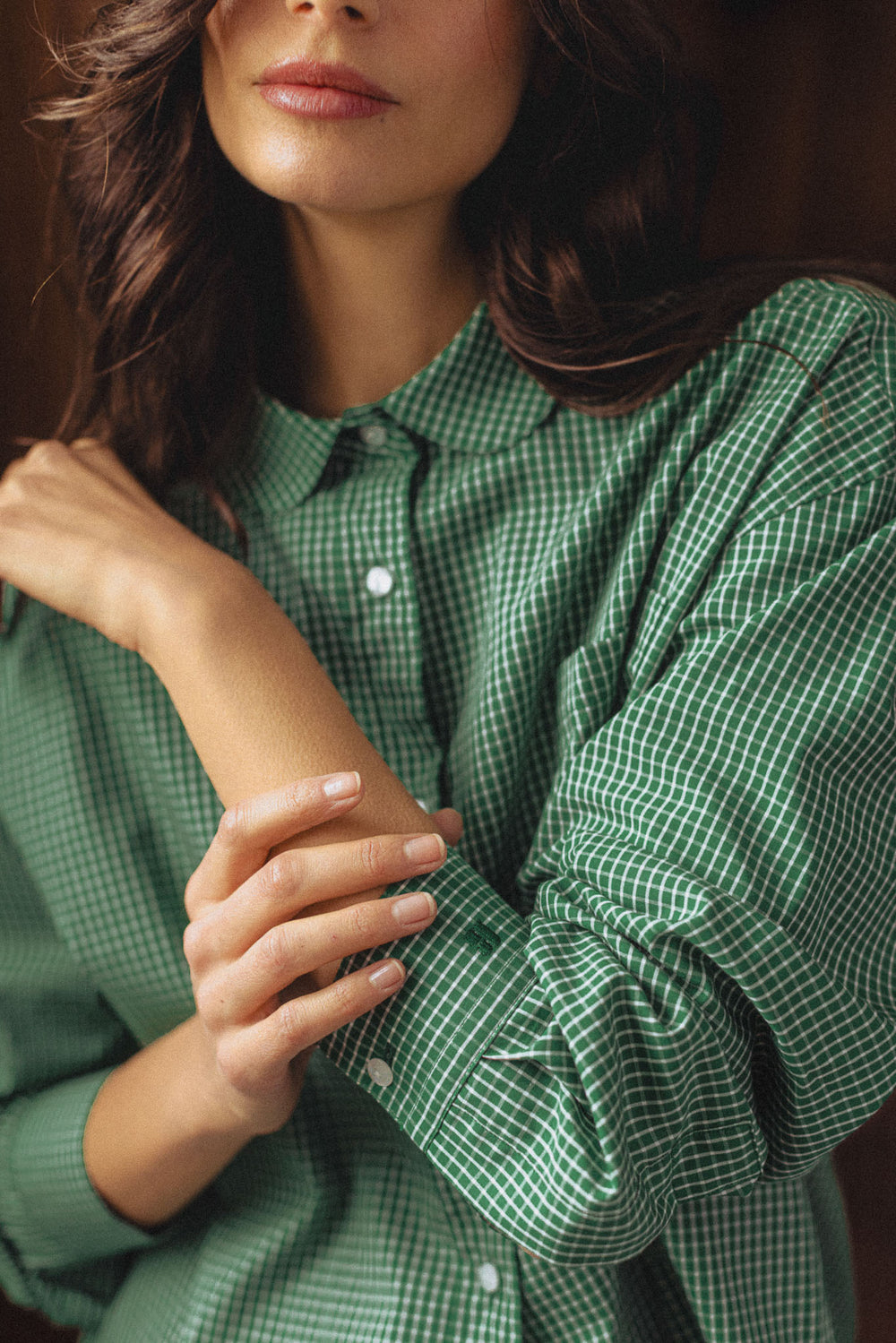 Isla shirt with green checks
